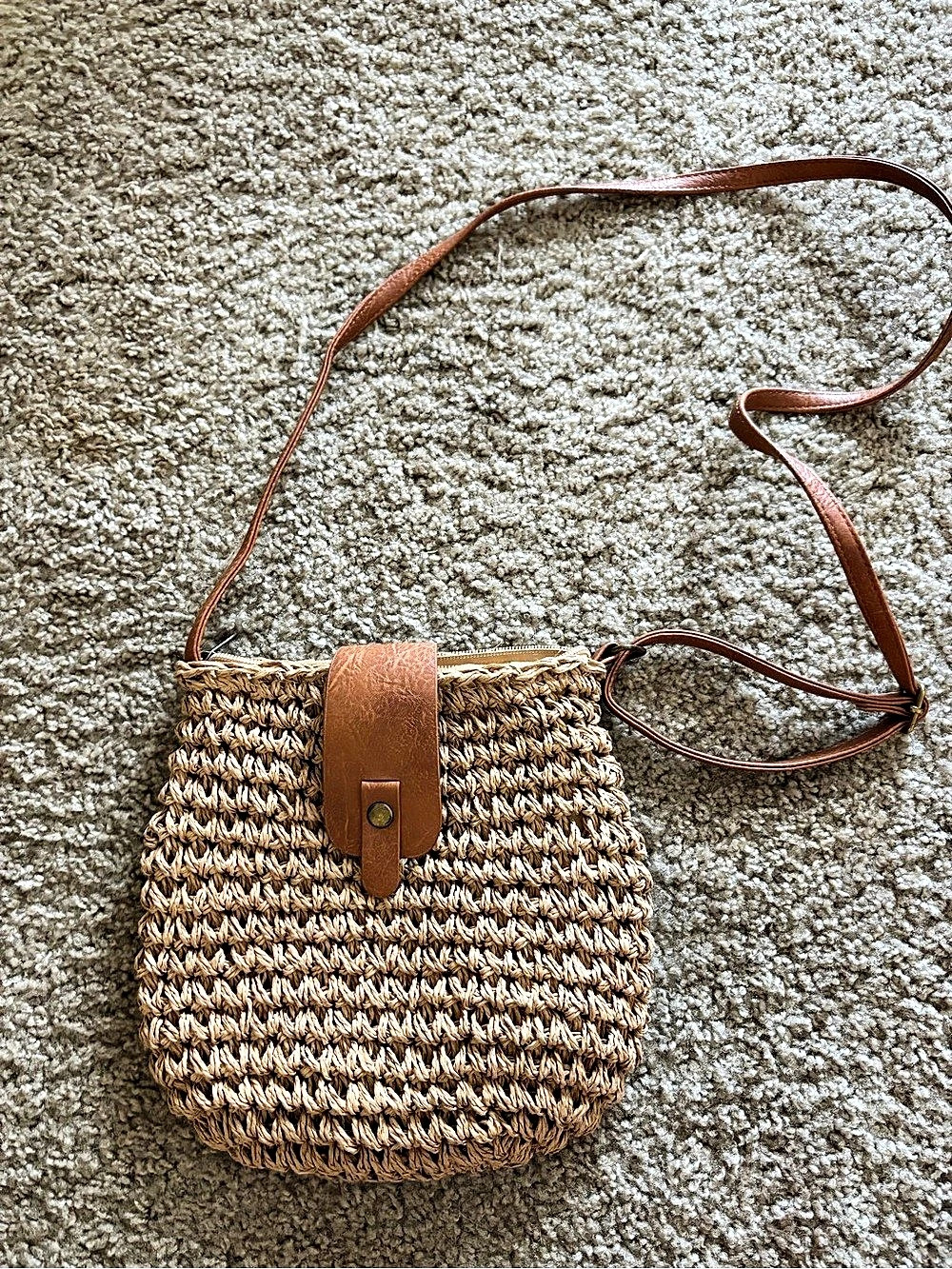 Woven Brown & Beige Crossbody Bag